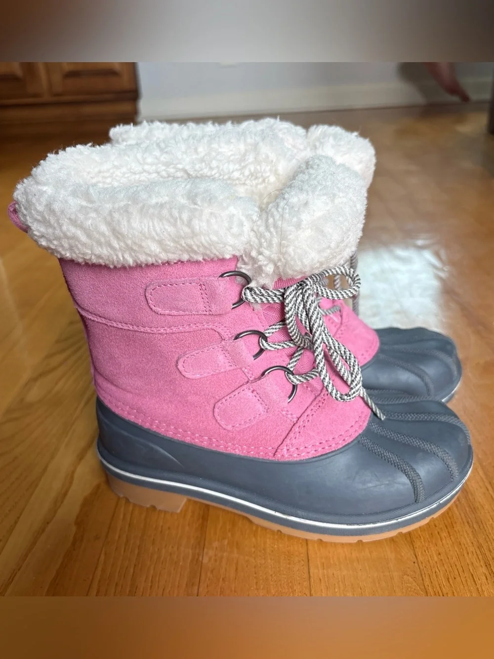 Cat & Jack kit Snow Boots Winter Pink White Gray WaterproofToddler Girls Size 13